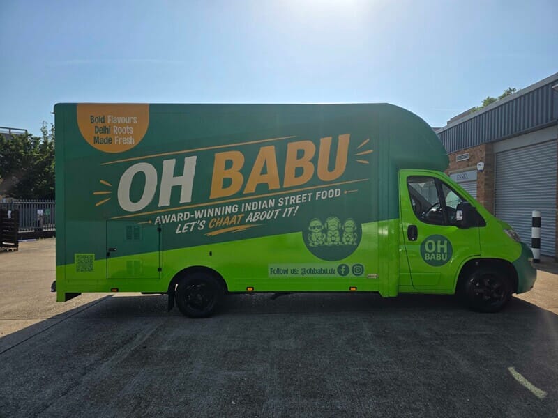 An image of the Oh Babu vehicle wrap.